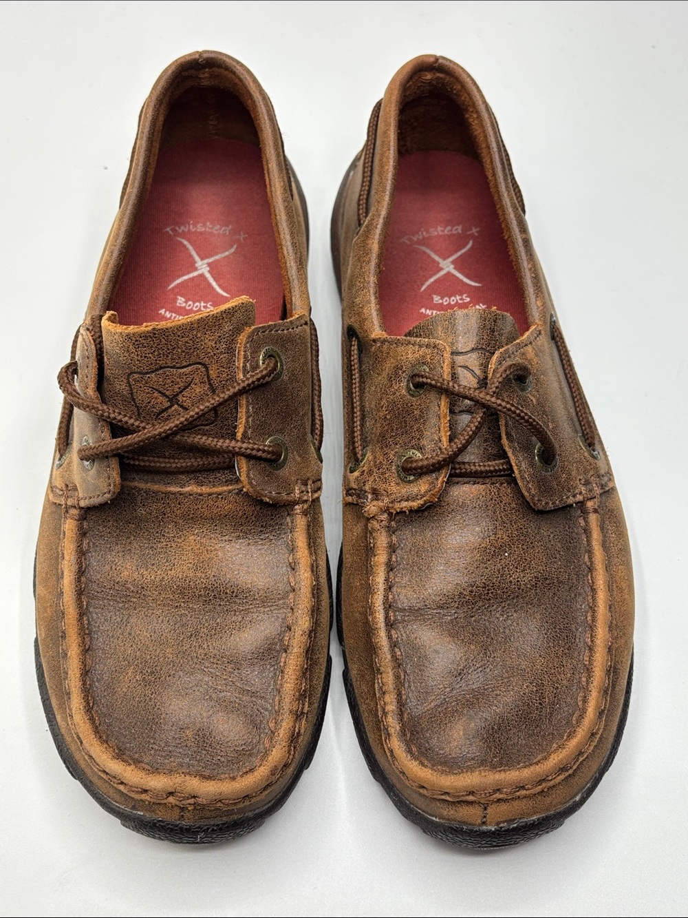 Twisted X Bomber Women’s Size 6 Boat Shoes Brown Leather Driving Moc Toe WDM0030